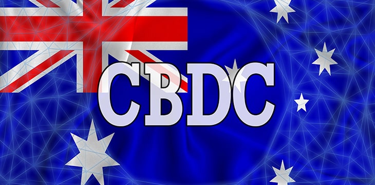 Australia Flag with CBDC logo with RBA